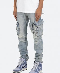 Mnml Bottoms Snap Denim Cargo Pants - Vintage Blue