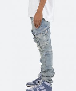 Mnml Bottoms Snap Denim Cargo Pants - Vintage Blue