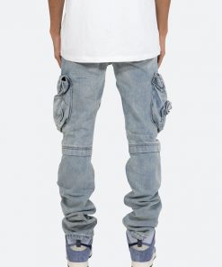 Mnml Bottoms Snap Denim Cargo Pants - Vintage Blue
