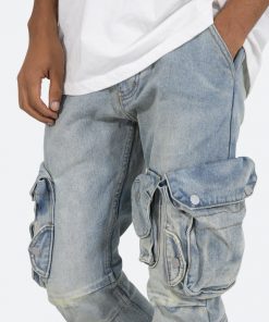 Mnml Bottoms Snap Denim Cargo Pants - Vintage Blue