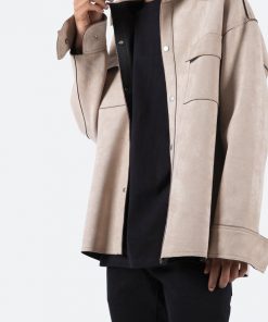 Mnml Suede Work Shirt - Tan Tops