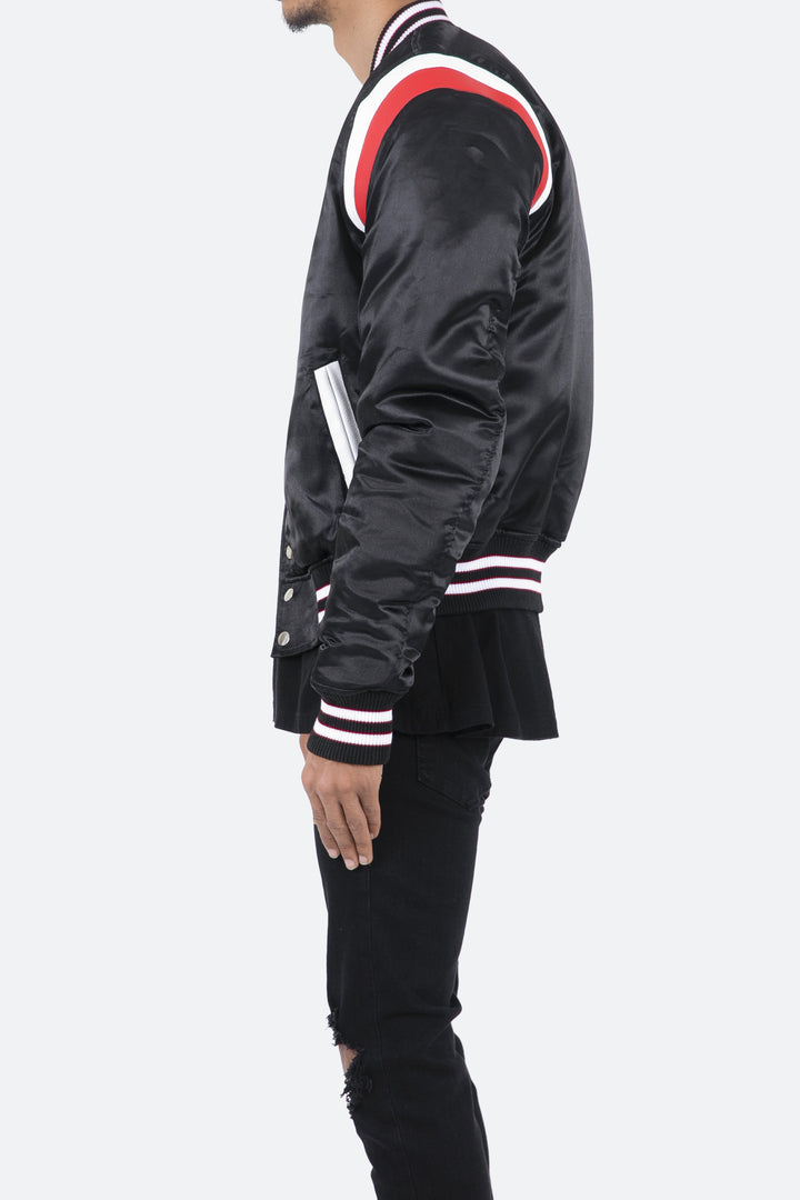 Mnml Teddy Bomber Jacket - Black/Red 4 Mnml Teddy Bomber Jacket - Black/Red