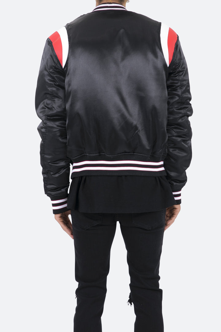 Mnml Teddy Bomber Jacket - Black/Red 5 Mnml Teddy Bomber Jacket - Black/Red