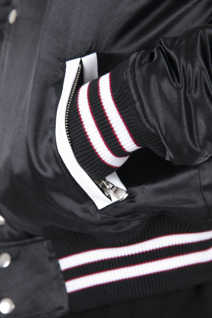 Mnml Teddy Bomber Jacket - Black/Red 7 Mnml Teddy Bomber Jacket - Black/Red