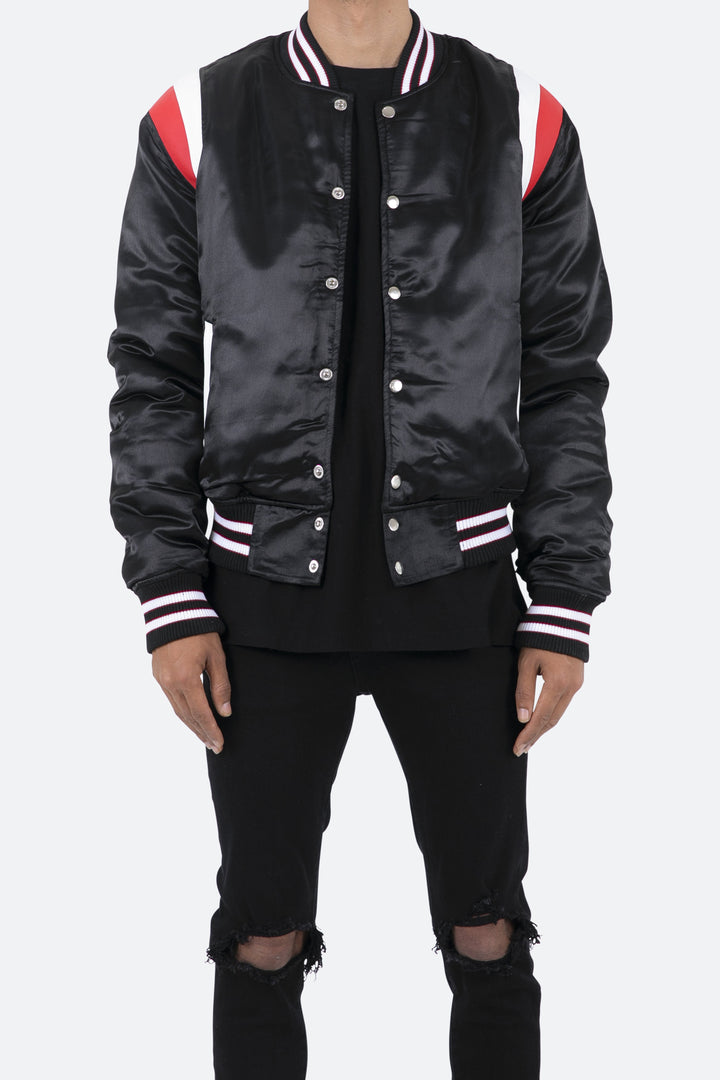 Mnml Teddy Bomber Jacket - Black/Red 1 Mnml Teddy Bomber Jacket - Black/Red