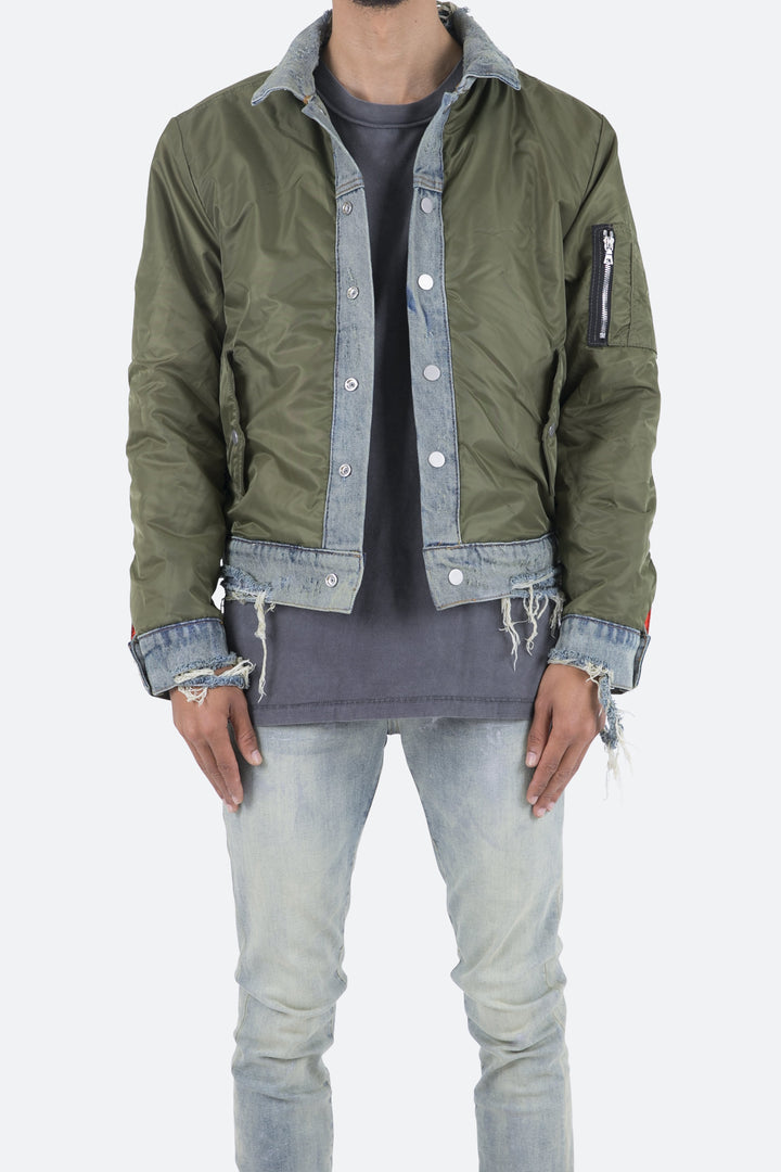 Mnml Trucker Bomber Jacket - Olive 2 Mnml Trucker Bomber Jacket - Olive