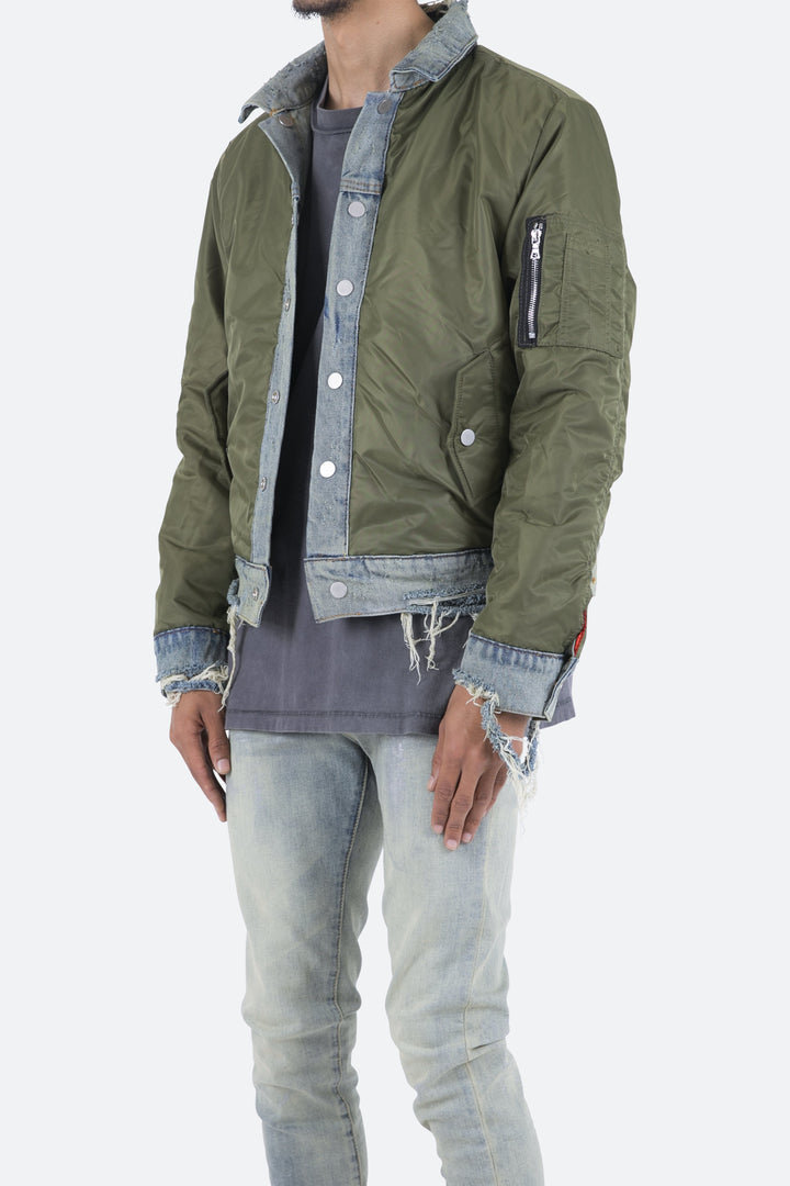 Mnml Trucker Bomber Jacket - Olive 4 Mnml Trucker Bomber Jacket - Olive