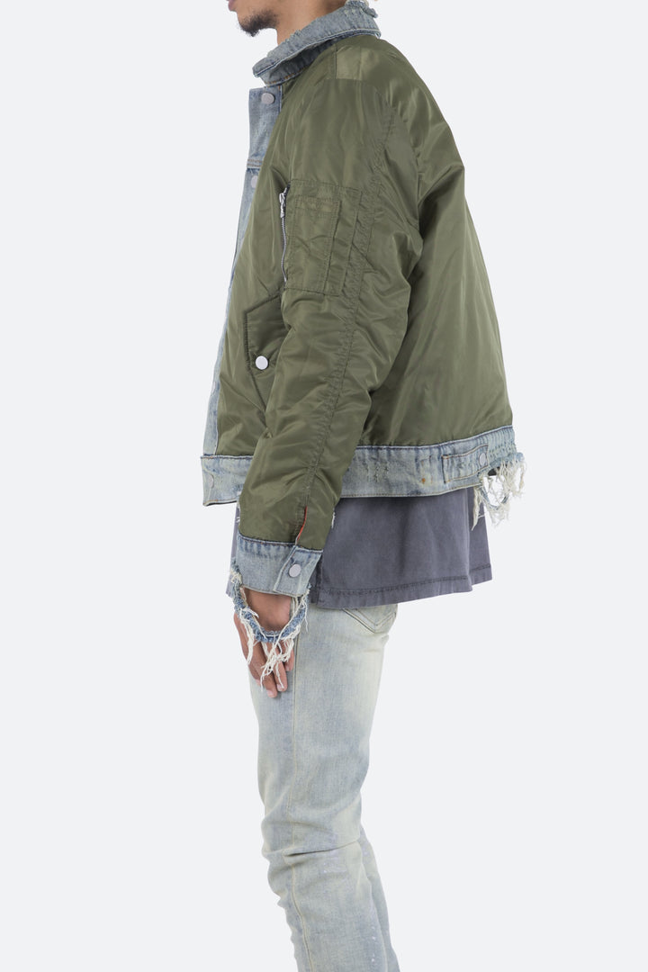 Mnml Trucker Bomber Jacket - Olive 5 Mnml Trucker Bomber Jacket - Olive