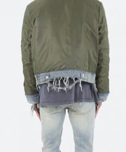 Mnml Trucker Bomber Jacket - Olive 17 Mnml Trucker Bomber Jacket - Olive