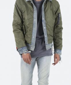 Mnml Trucker Bomber Jacket - Olive 19 Mnml Trucker Bomber Jacket - Olive