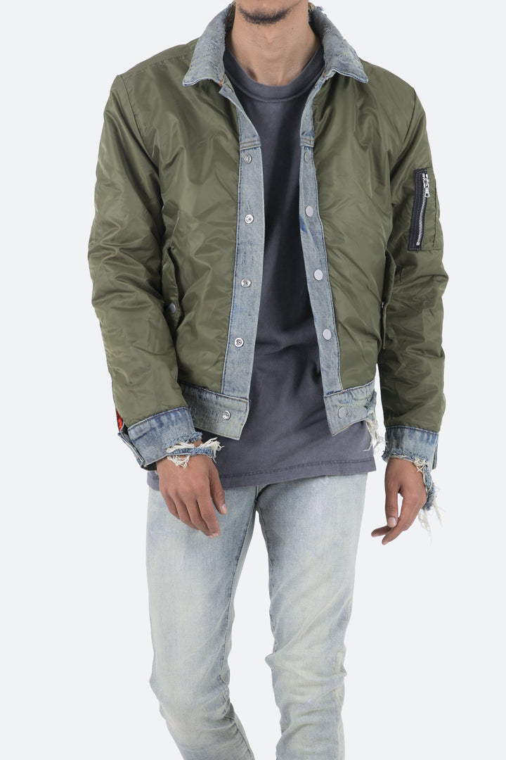 Mnml Trucker Bomber Jacket - Olive 8 Mnml Trucker Bomber Jacket - Olive