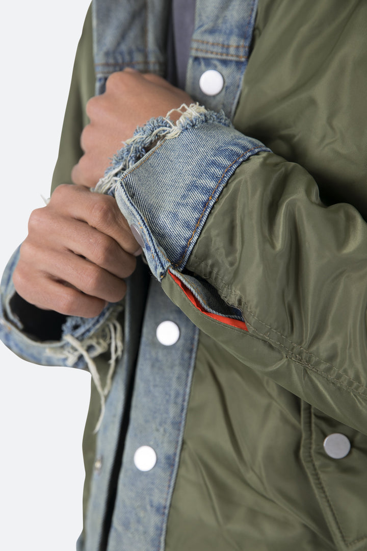 Mnml Trucker Bomber Jacket - Olive 9 Mnml Trucker Bomber Jacket - Olive