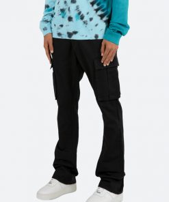 Mnml B Flare Denim Twill Flare Cargo Pants - Black 12 Mnml B Flare Denim Twill Flare Cargo Pants - Black