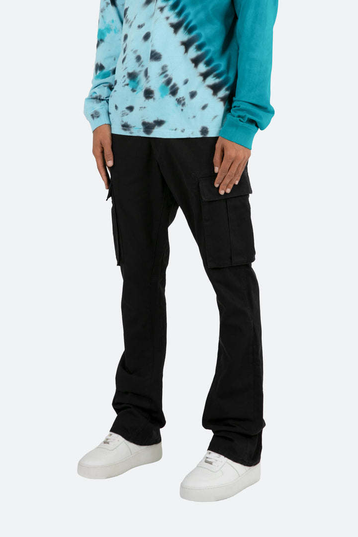 Mnml B Flare Denim Twill Flare Cargo Pants - Black 4 Mnml B Flare Denim Twill Flare Cargo Pants - Black