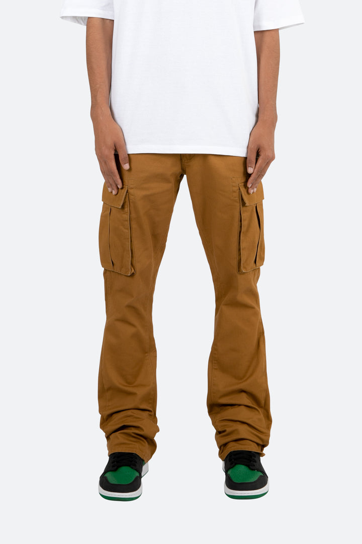 Mnml Twill Flare Cargo Pants - Brown 2 Mnml Twill Flare Cargo Pants - Brown