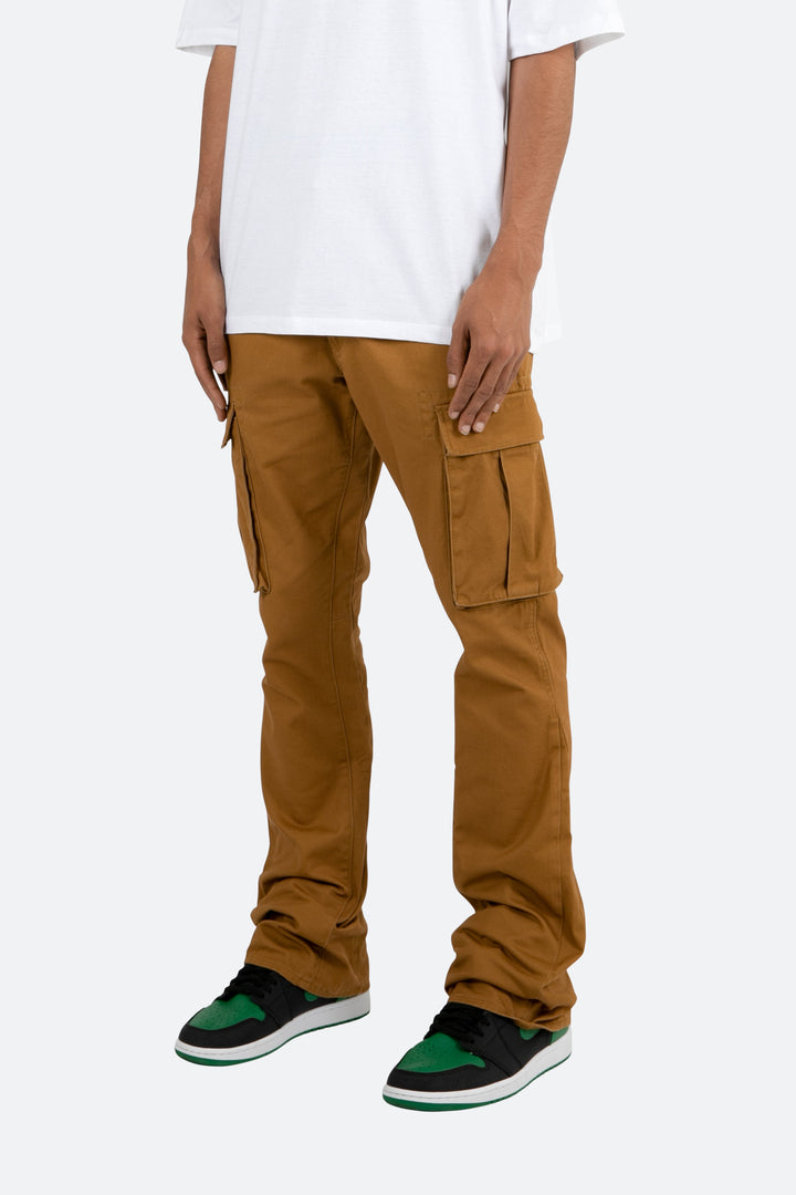Mnml Twill Flare Cargo Pants - Brown 3 Mnml Twill Flare Cargo Pants - Brown