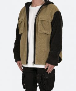Mnml Two Tone Sherpa Zip Up Hoodie - Brown 13 Mnml Two Tone Sherpa Zip Up Hoodie - Brown