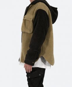 Mnml Two Tone Sherpa Zip Up Hoodie - Brown 14 Mnml Two Tone Sherpa Zip Up Hoodie - Brown