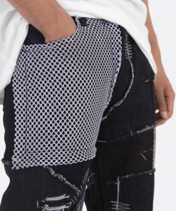 Mnml V124 Patchwork Baggy Denim - Black