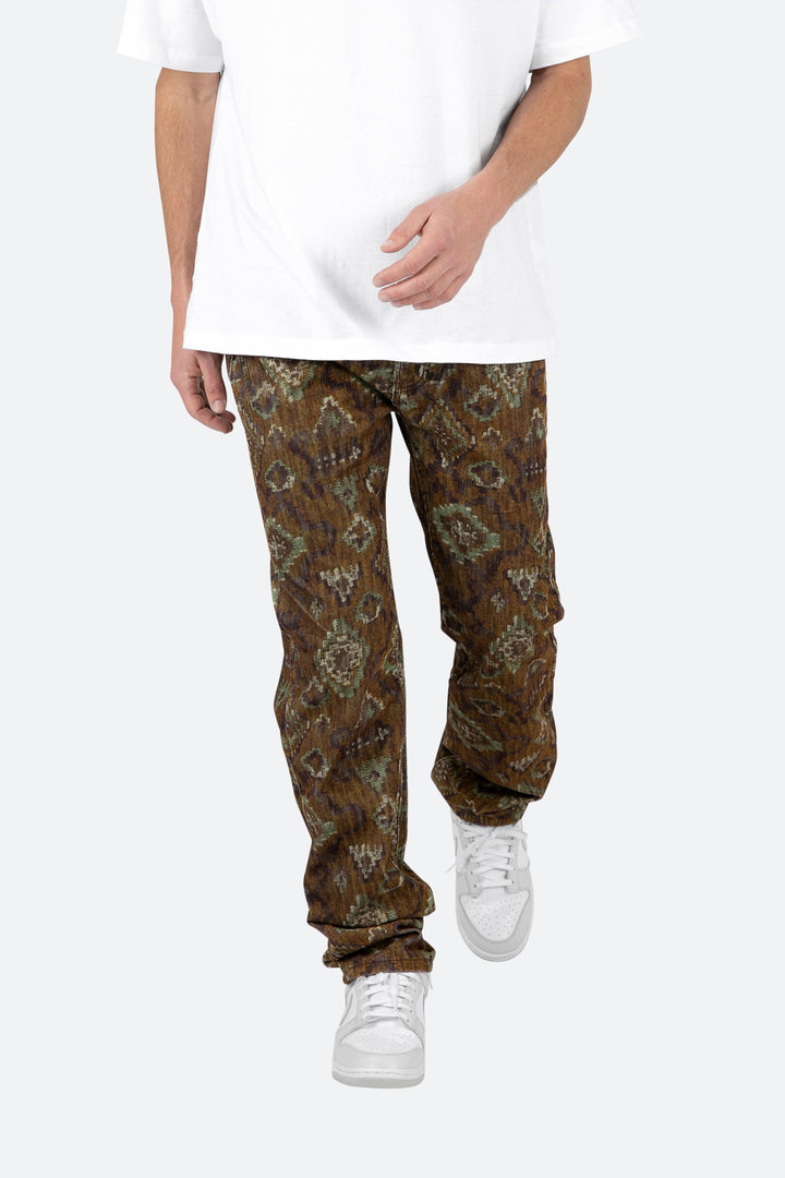 Mnml V129 Pattern Baggy Denim - Brown 2 Mnml V129 Pattern Baggy Denim - Brown