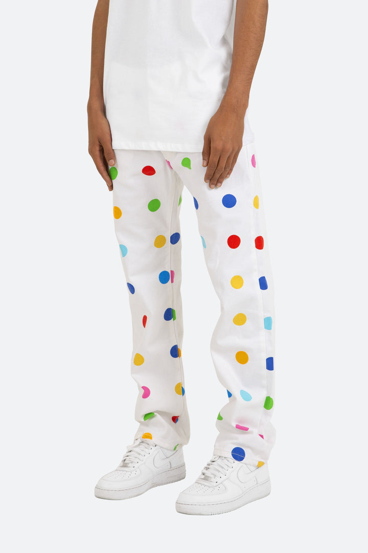 Mnml V290 Dot Baggy Denim - White 4 Mnml V290 Dot Baggy Denim - White
