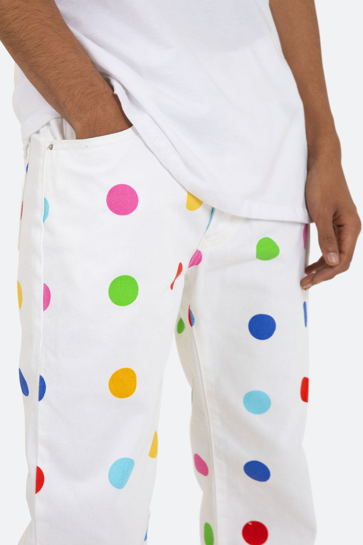 Mnml V290 Dot Baggy Denim - White 7 Mnml V290 Dot Baggy Denim - White