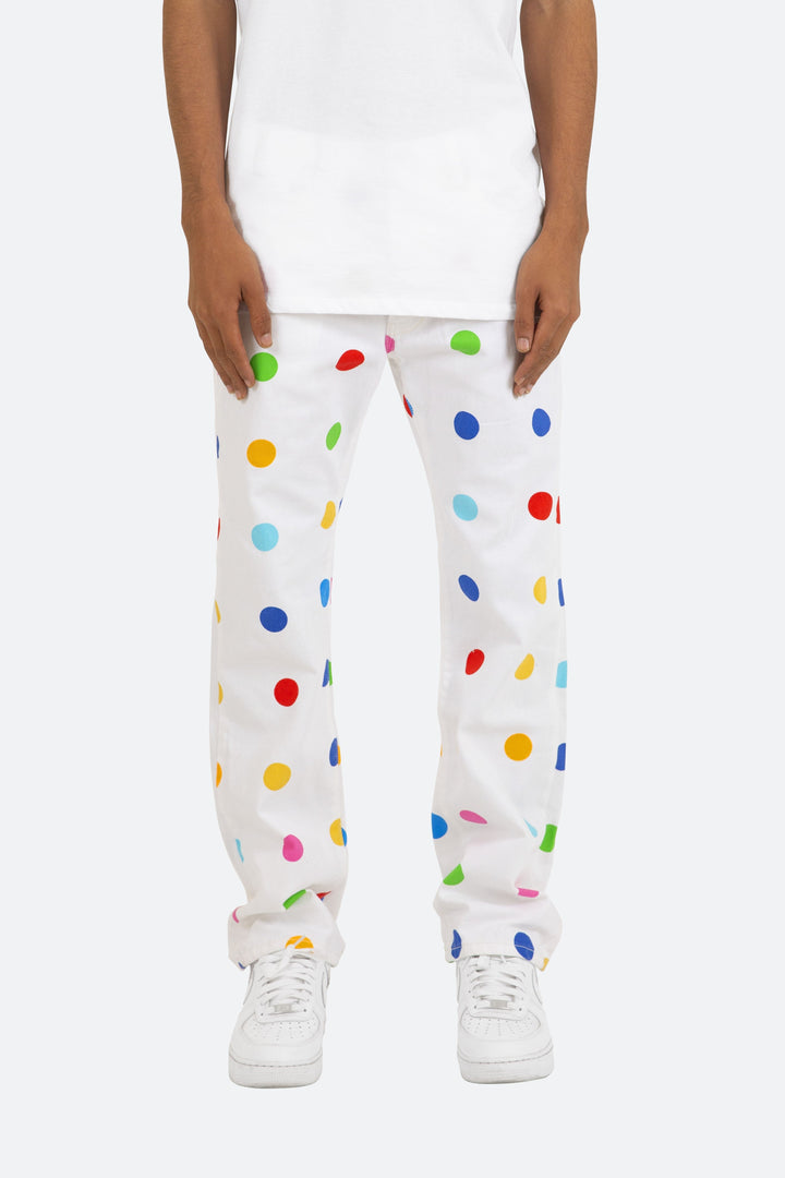 Mnml V290 Dot Baggy Denim - White 1 Mnml V290 Dot Baggy Denim - White