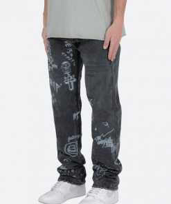 Mnml V Baggy Denim V443 Terry Grave Baggy Denim - Black