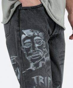 Mnml V Baggy Denim V443 Terry Grave Baggy Denim - Black