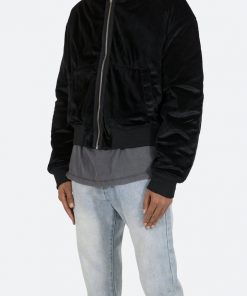 Mnml Velour Bomber Jacket - Black 9 Mnml Velour Bomber Jacket - Black