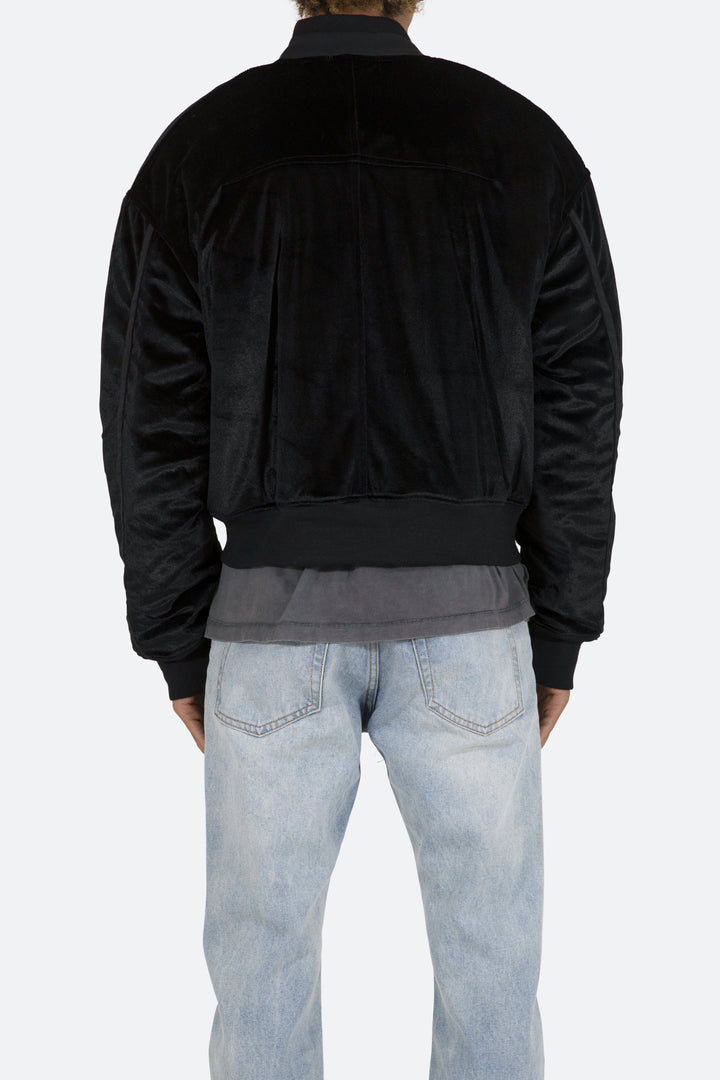 Mnml Velour Bomber Jacket - Black 5 Mnml Velour Bomber Jacket - Black