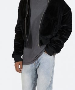 Mnml Velour Bomber Jacket - Black 12 Mnml Velour Bomber Jacket - Black