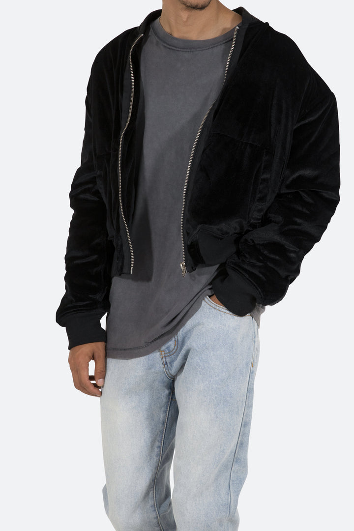 Mnml Velour Bomber Jacket - Black 6 Mnml Velour Bomber Jacket - Black