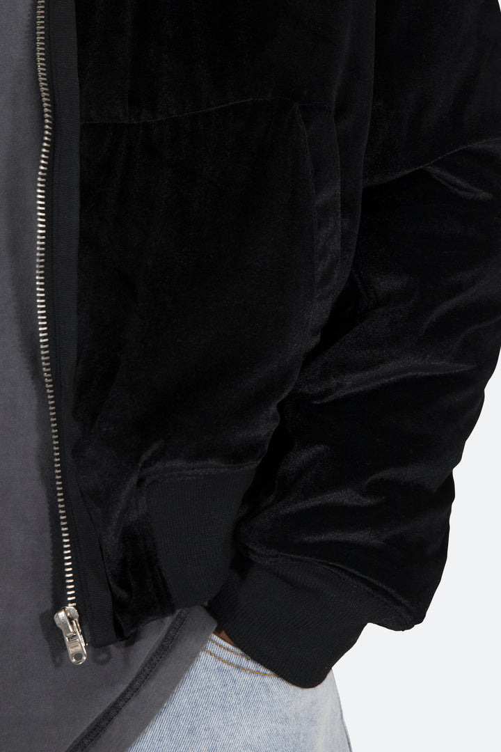 Mnml Velour Bomber Jacket - Black 7 Mnml Velour Bomber Jacket - Black