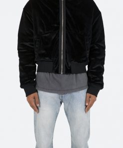 Mnml Velour Bomber Jacket - Black