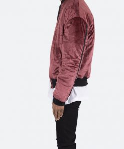 Mnml Velour Bomber Jacket - Burgundy Outerwear