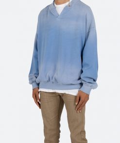 Mnml Vintage Henley Crewneck - Light Blue Outerwear