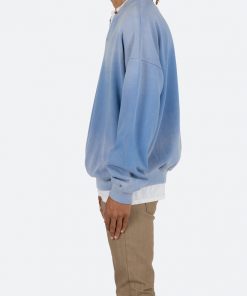 Mnml Vintage Henley Crewneck - Light Blue Outerwear