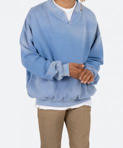 Mnml Vintage Henley Crewneck - Light Blue Outerwear