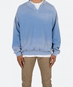 Mnml Vintage Henley Crewneck - Light Blue Outerwear