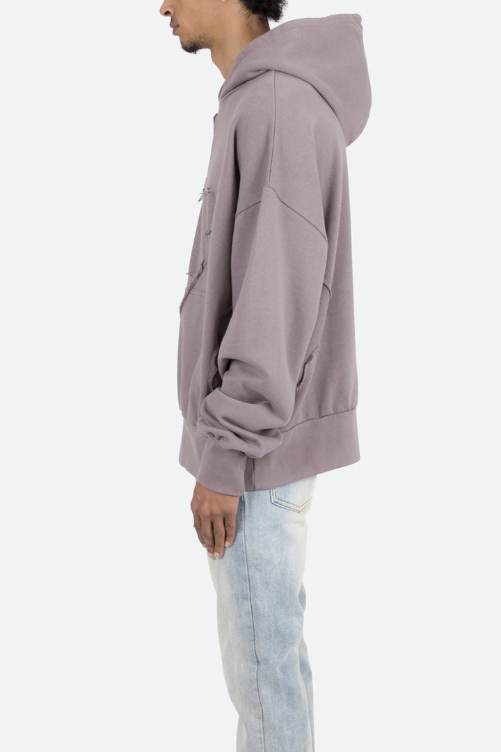 Mnml Washed Paneled Hoodie - Purple 5 Mnml Washed Paneled Hoodie - Purple