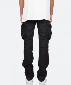 Mnml D Relaxed Denim Waxed Denim Cargo Pants - Black