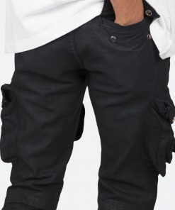 Mnml D Relaxed Denim Waxed Denim Cargo Pants - Black