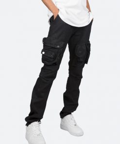 Mnml D Relaxed Denim Waxed Denim Cargo Pants - Black