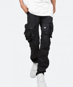 Mnml D Relaxed Denim Waxed Denim Cargo Pants - Black