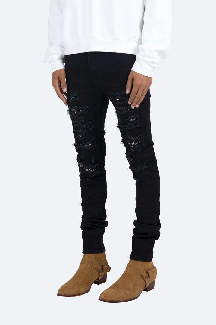 Mnml X165 Paisley Skinny Denim - Black/Black 3 Mnml X165 Paisley Skinny Denim - Black/Black