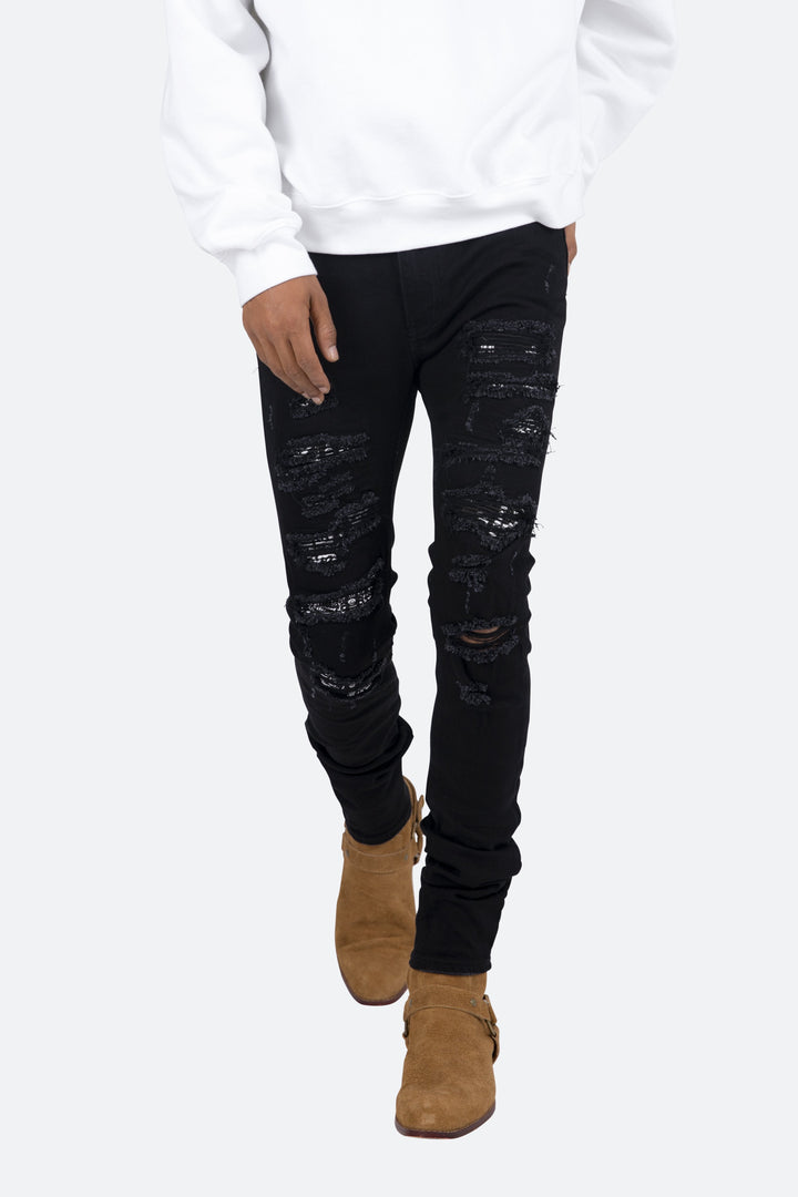 Mnml X165 Paisley Skinny Denim - Black/Black 6 Mnml X165 Paisley Skinny Denim - Black/Black