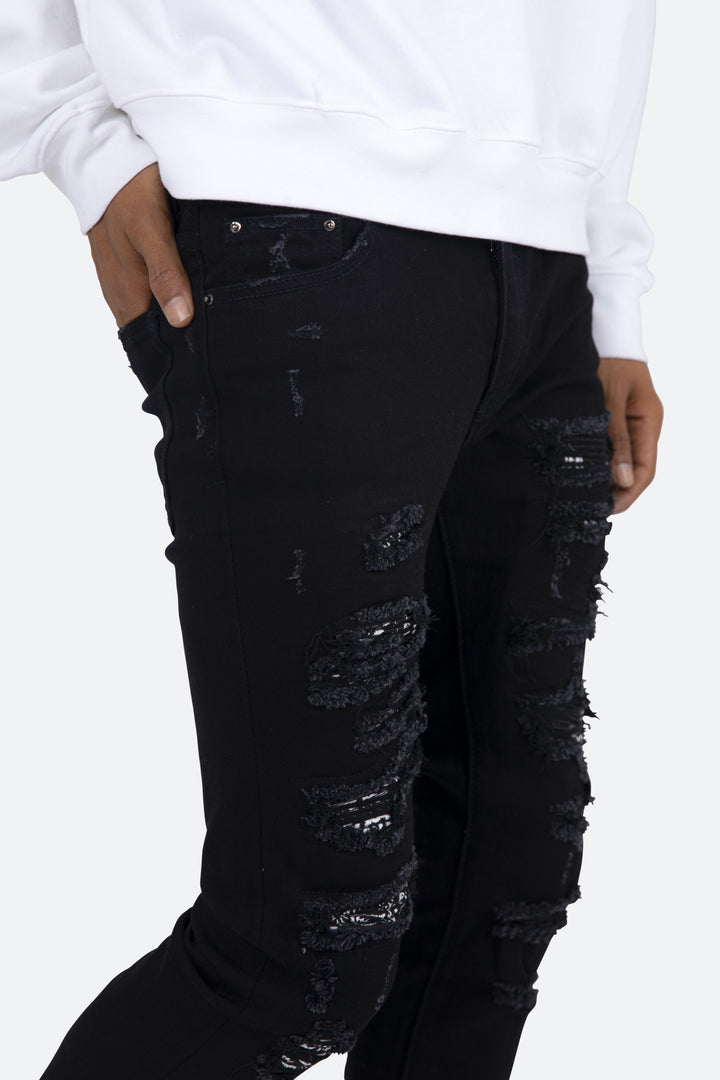 Mnml X165 Paisley Skinny Denim - Black/Black 7 Mnml X165 Paisley Skinny Denim - Black/Black