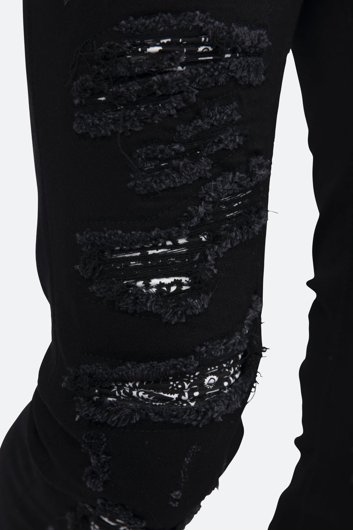 Mnml X165 Paisley Skinny Denim - Black/Black 8 Mnml X165 Paisley Skinny Denim - Black/Black