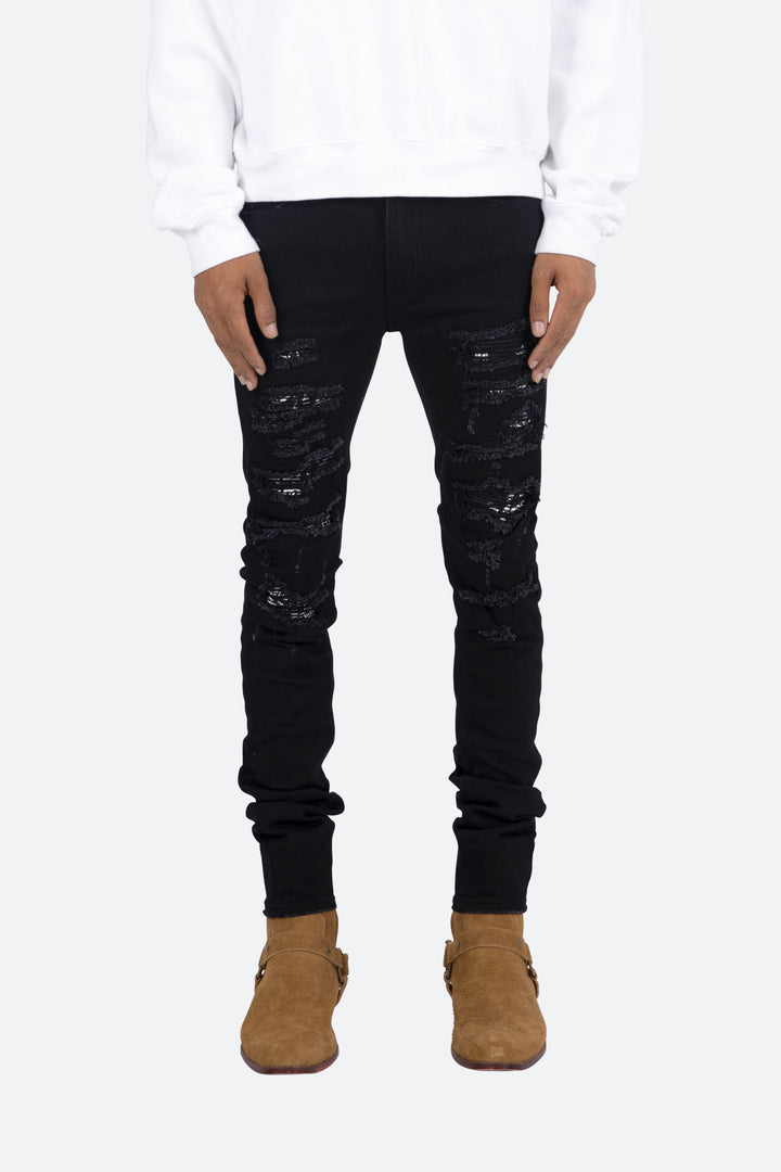 Mnml X165 Paisley Skinny Denim - Black/Black 1 Mnml X165 Paisley Skinny Denim - Black/Black